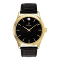 Bulova Corporate Collection Men's Black Dial w/ Diamond Black Strap Watch